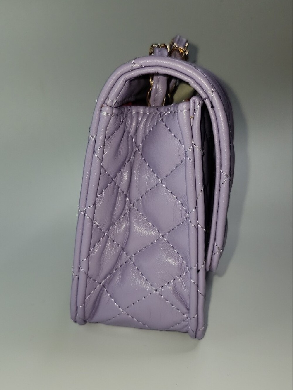 Flap Bag Lavender Quilted Mini with Gold Chain - Picture 2 of 7